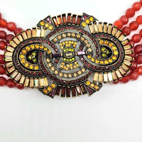 Heidi Daus Carnelian and Swarovski Crystal Choker Statement Necklace - Picture 4 of 9
